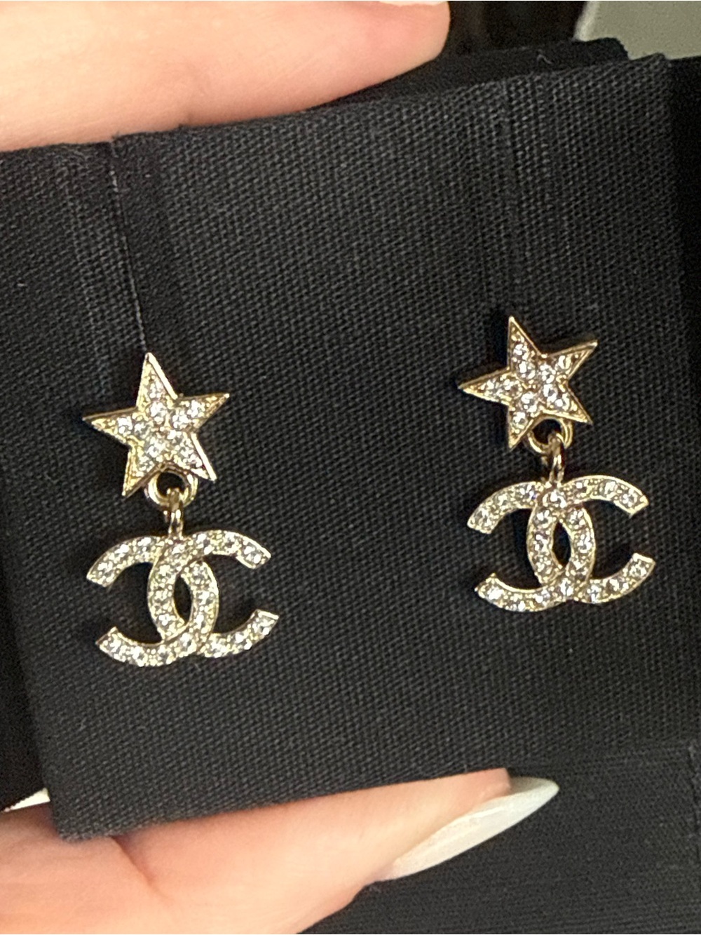 CHANEL Silver CC Star Drop Earrings - Picture 2 of 7